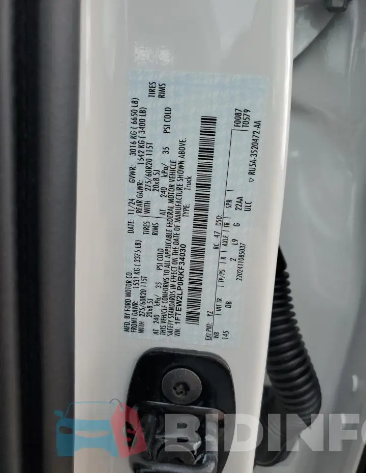 1FTEW2LP0RKF34030 Photo# 12