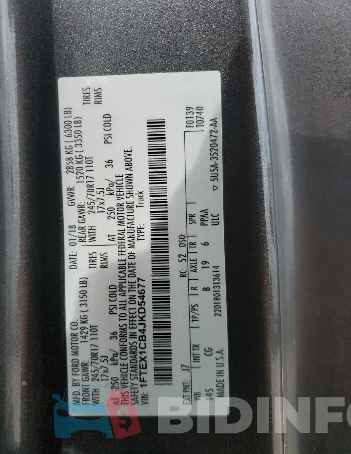 1FTEX1CB4JKD54677 Photo# 12