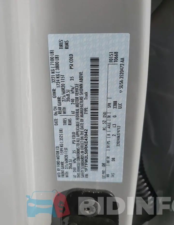 1FTFW2L50RKE43942 Photo# 12