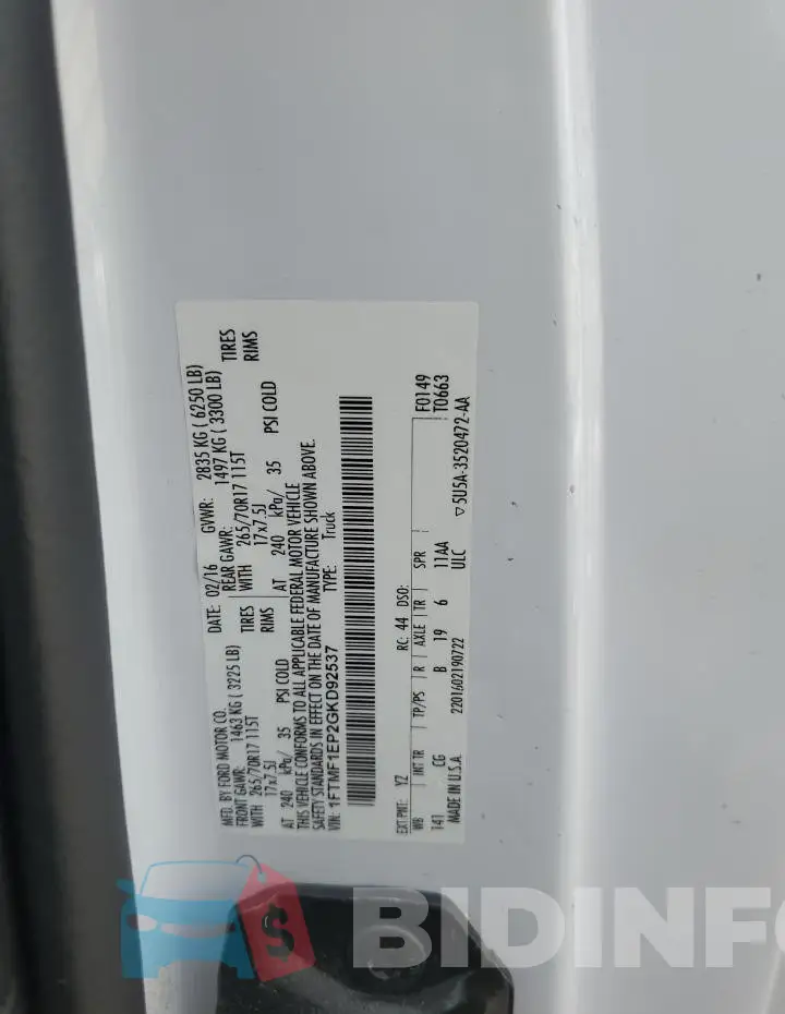 1FTMF1EP2GKD92537 Photo# 13