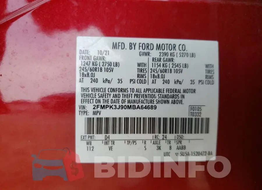 2FMPK3J90MBA64689 Photo# 13