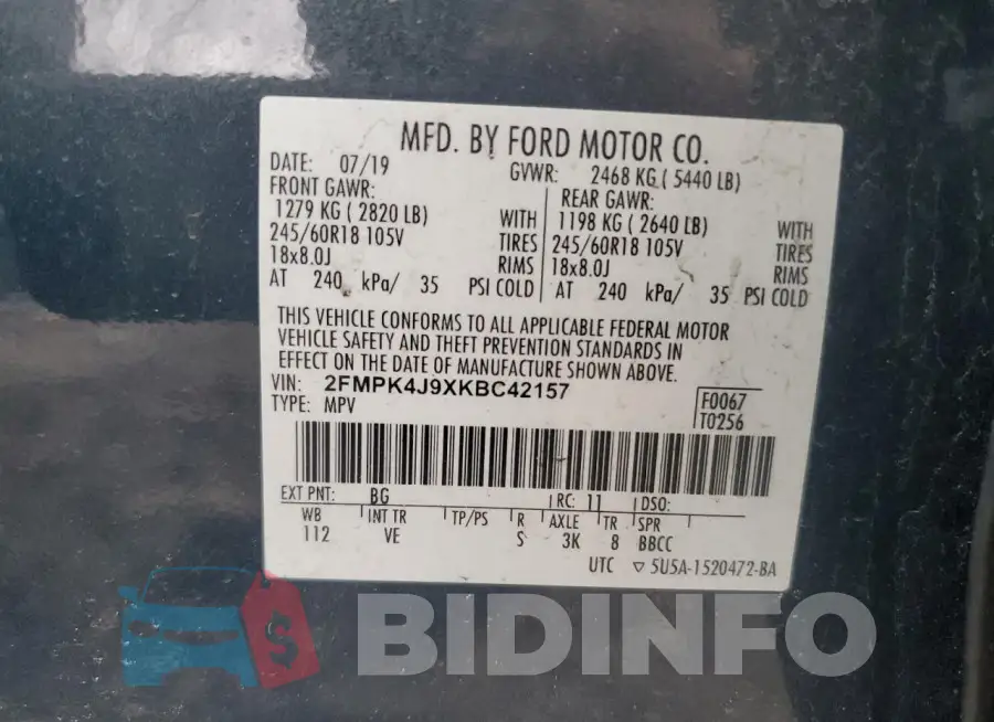 2FMPK4J9XKBC42157 Photo# 13