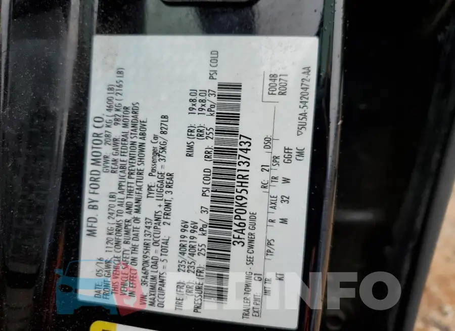 3FA6P0K95HR137437 Photo# 12