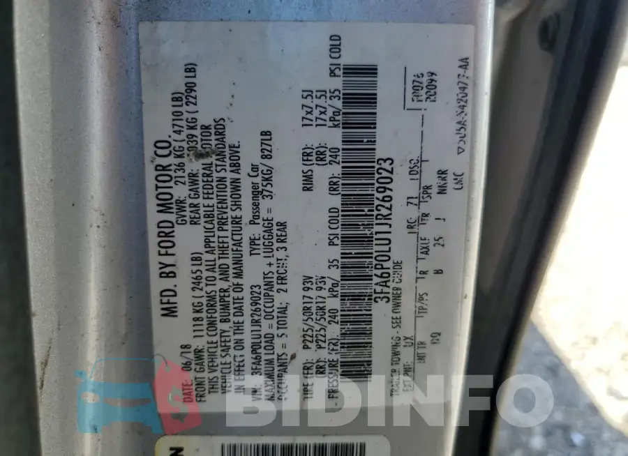 3FA6P0LU1JR269023 Photo# 12