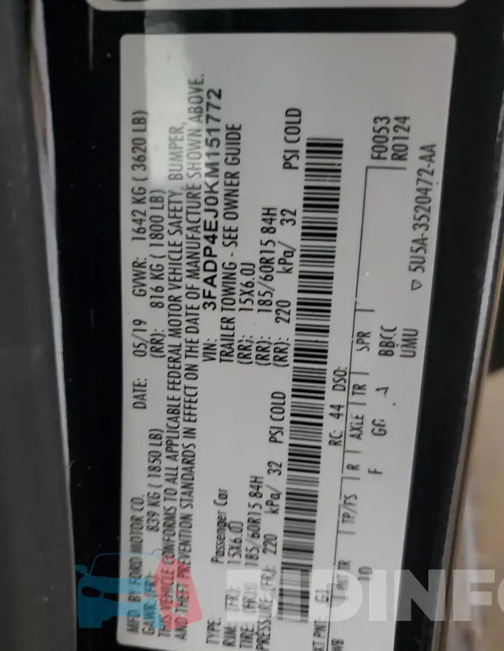 3FADP4EJ0KM151772 Photo# 13