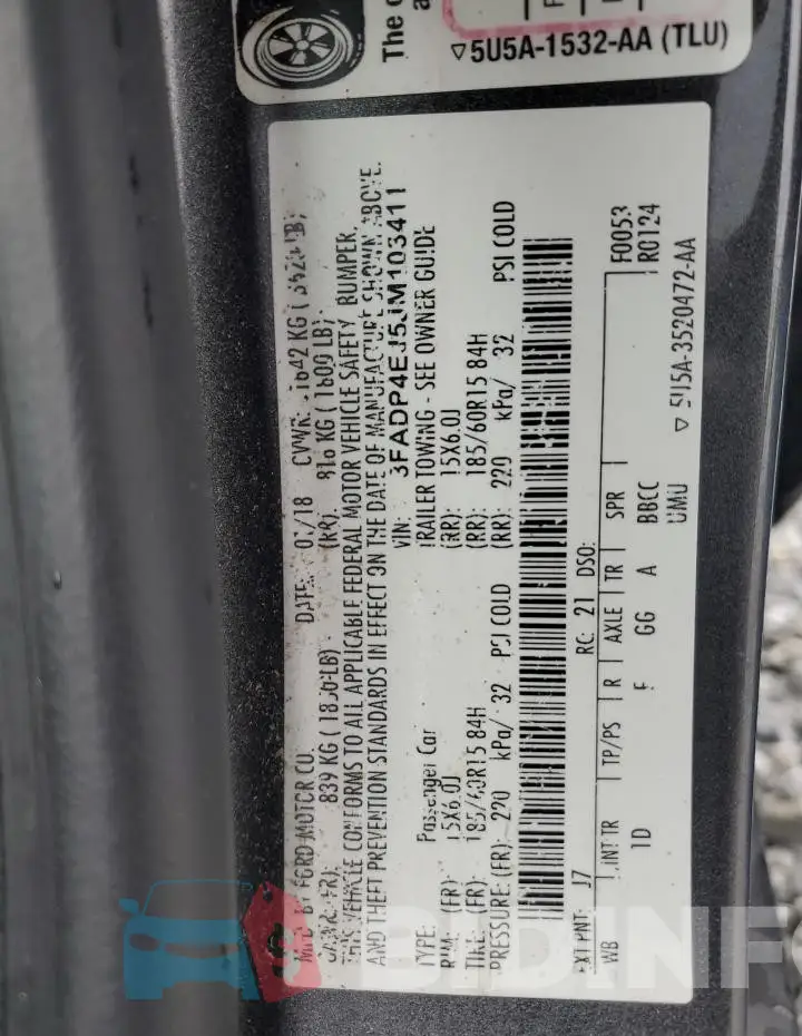 3FADP4EJ5JM103411 Photo# 12