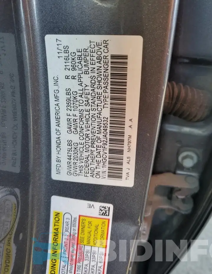 1HGCV1F92JA049532 Photo# 12