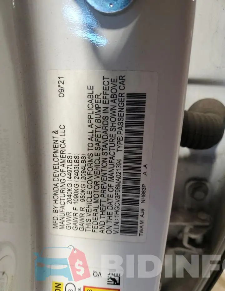 1HGCV3F98MA021394 Photo# 12
