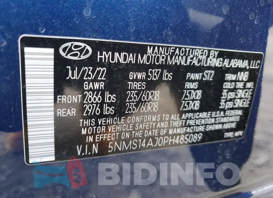 5NMS14AJ0PH485089 Photo# 13