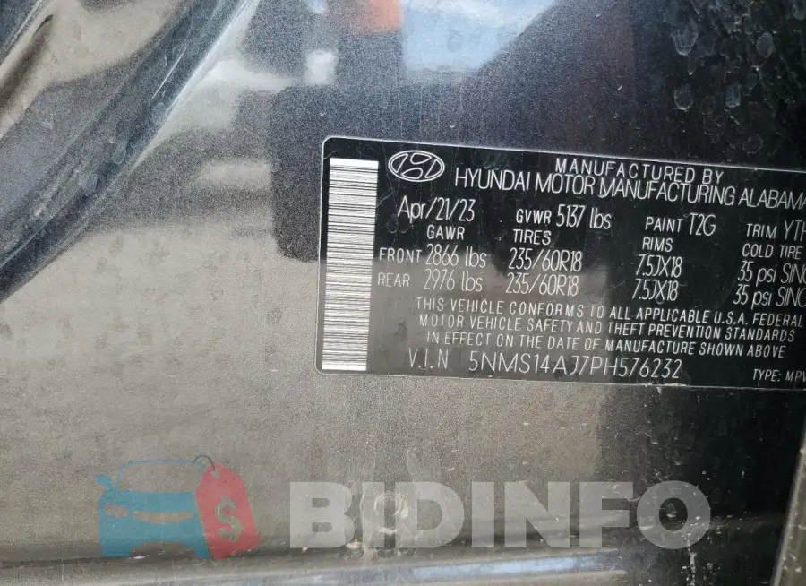 5NMS14AJ7PH576232 Photo# 13