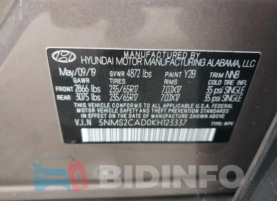 5NMS2CAD0KH123337 Photo# 13