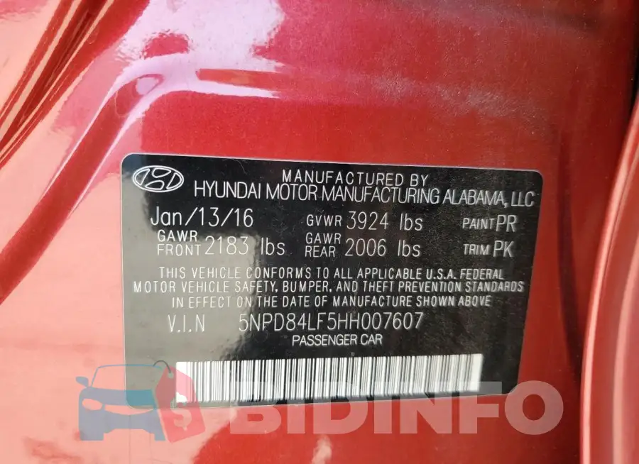 5NPD84LF5HH007607 Photo# 12