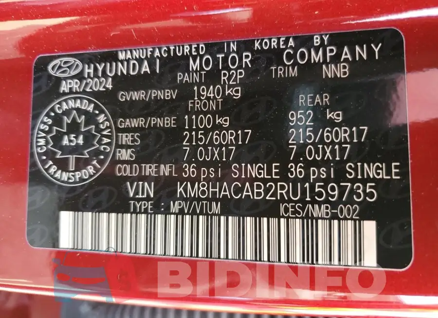 KM8HACAB2RU159735 Photo# 12