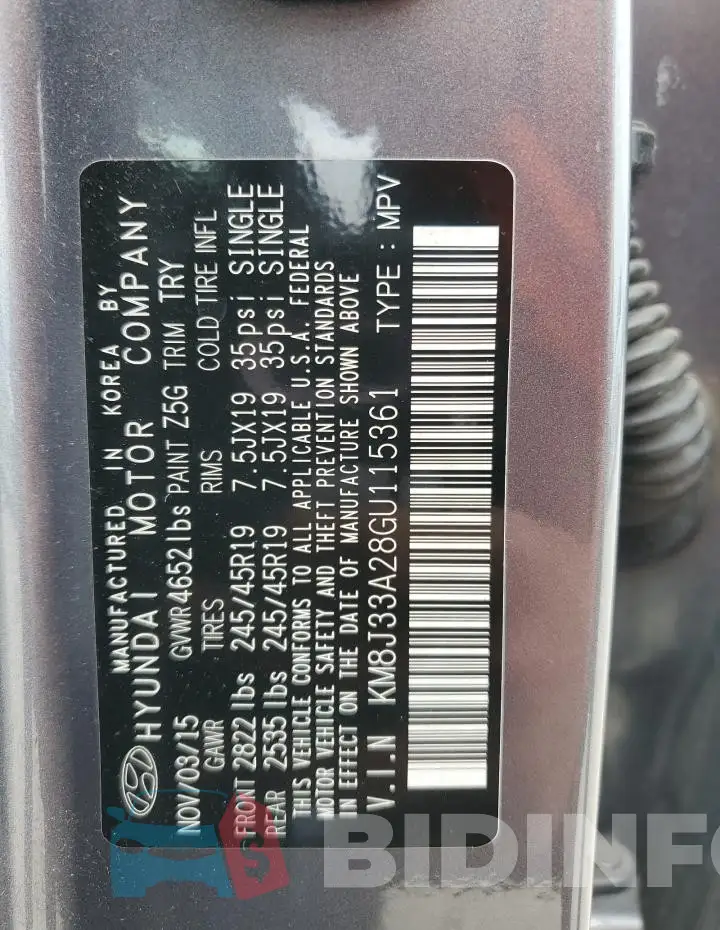 KM8J33A28GU115361 Photo# 13