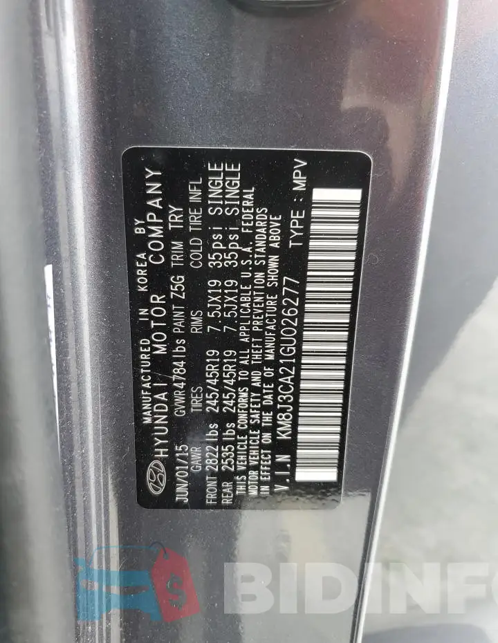 KM8J3CA21GU026277 Photo# 13