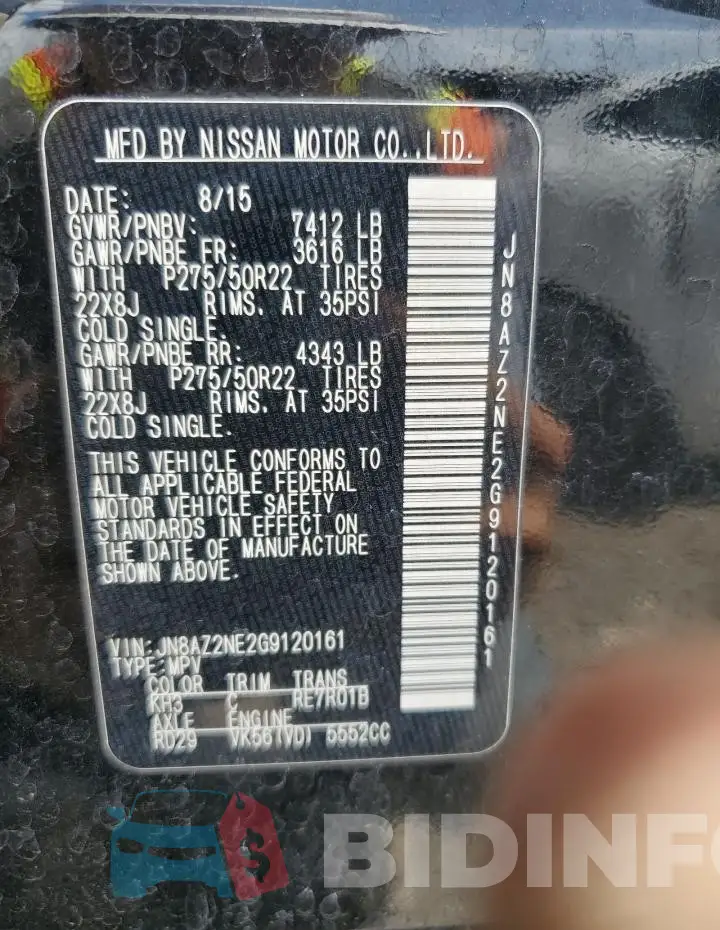 JN8AZ2NE2G9120161 Photo# 14