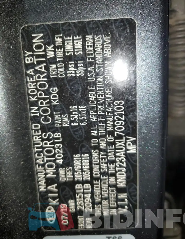KNDJ23AUXL7092103 Photo# 12