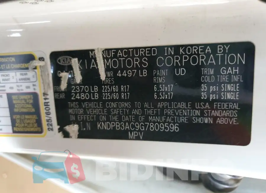 KNDPB3AC9G7809596 Photo# 13