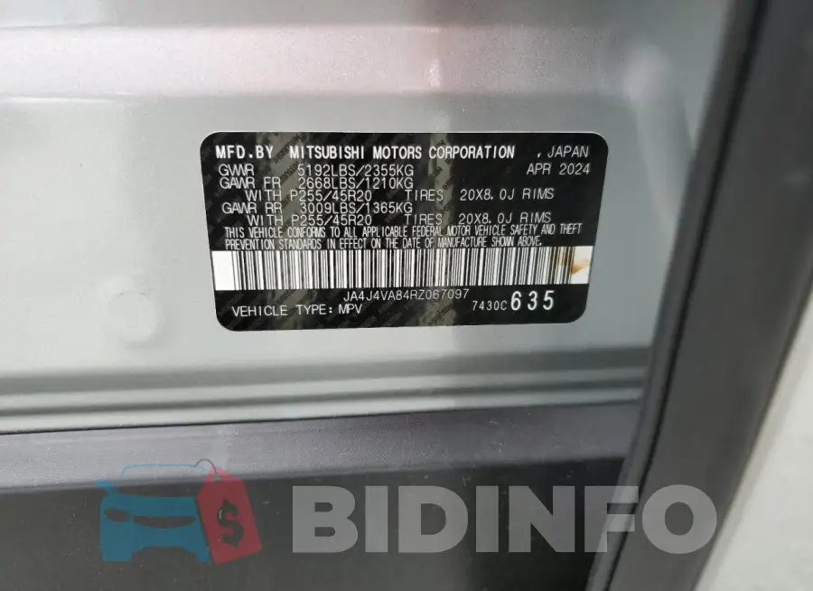 JA4J4VA84RZ067097 Photo# 13