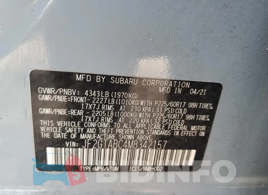 JF2GTABC4M8342157 Photo# 13
