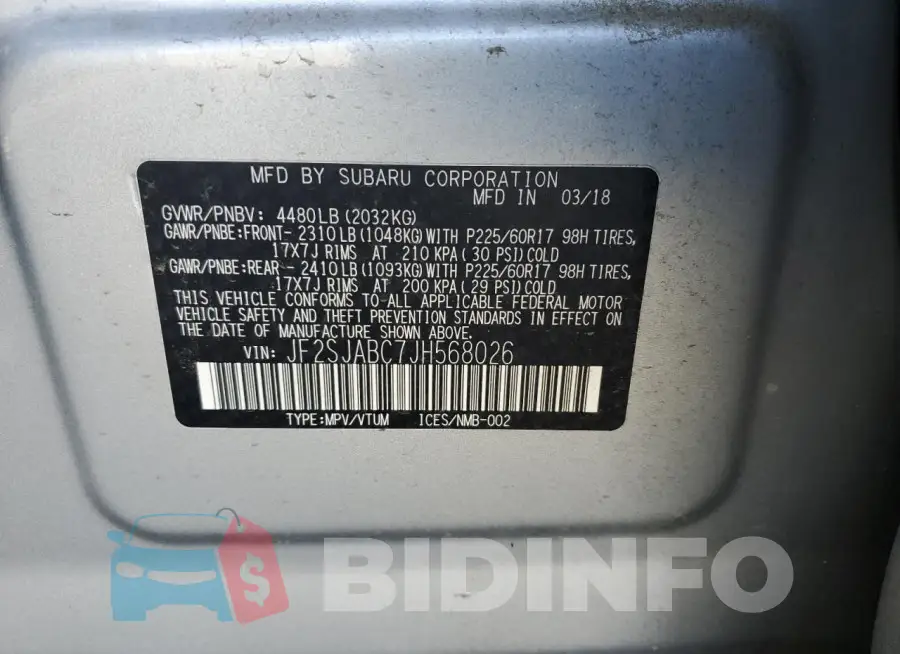 JF2SJABC7JH568026 Photo# 13