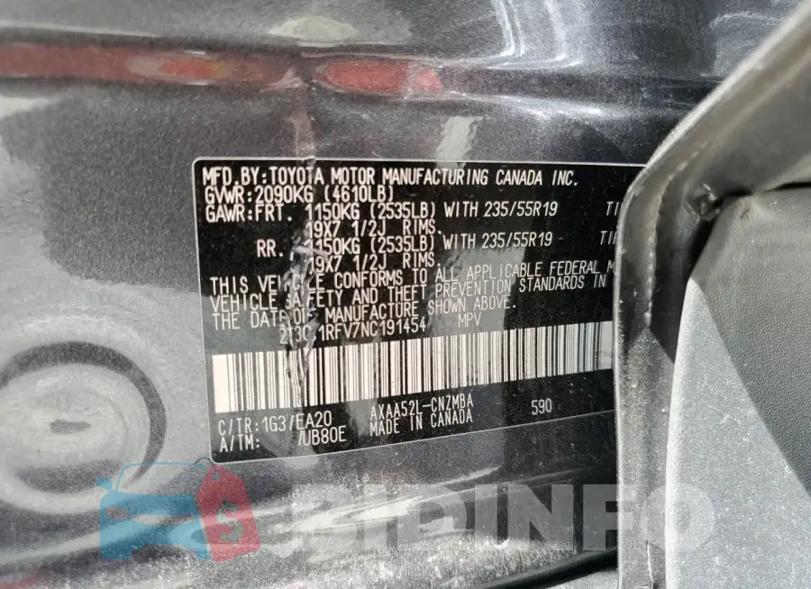 2T3C1RFV7NC191454 Photo# 13