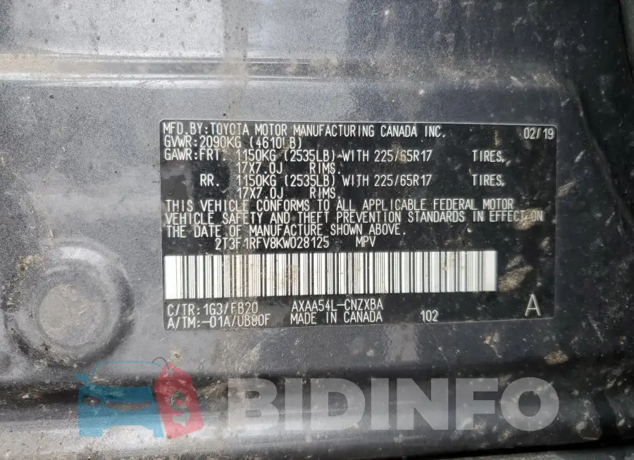 2T3F1RFV8KW028125 Photo# 13