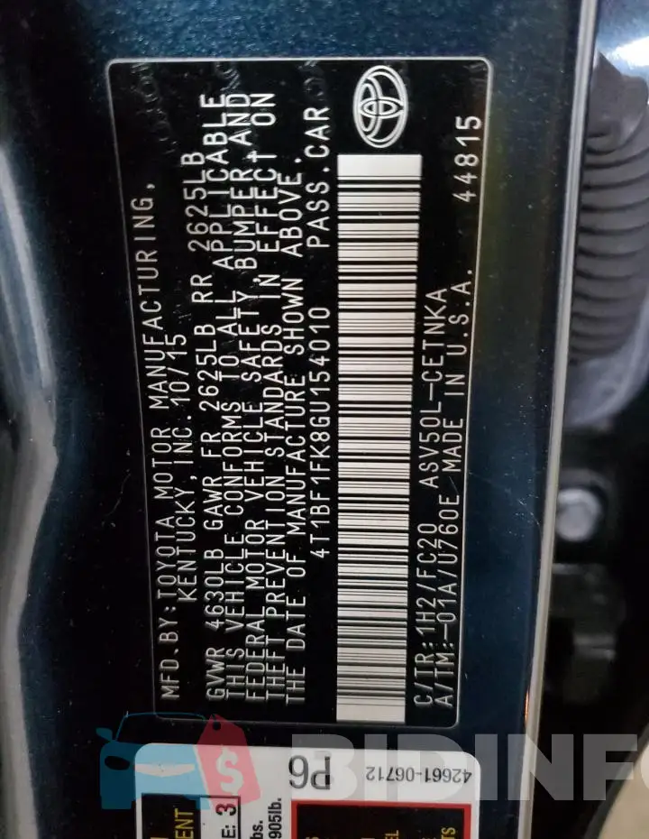4T1BF1FK8GU154010 Photo# 12