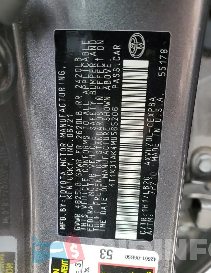 4T1K31AK4MU565206 Photo# 13