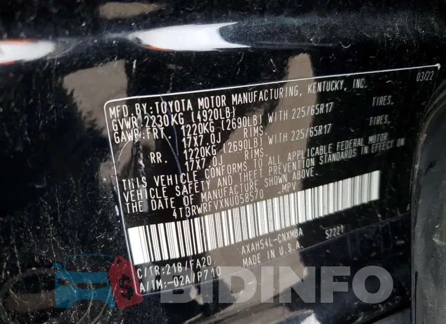 4T3RWRFVXNU058570 Photo# 13