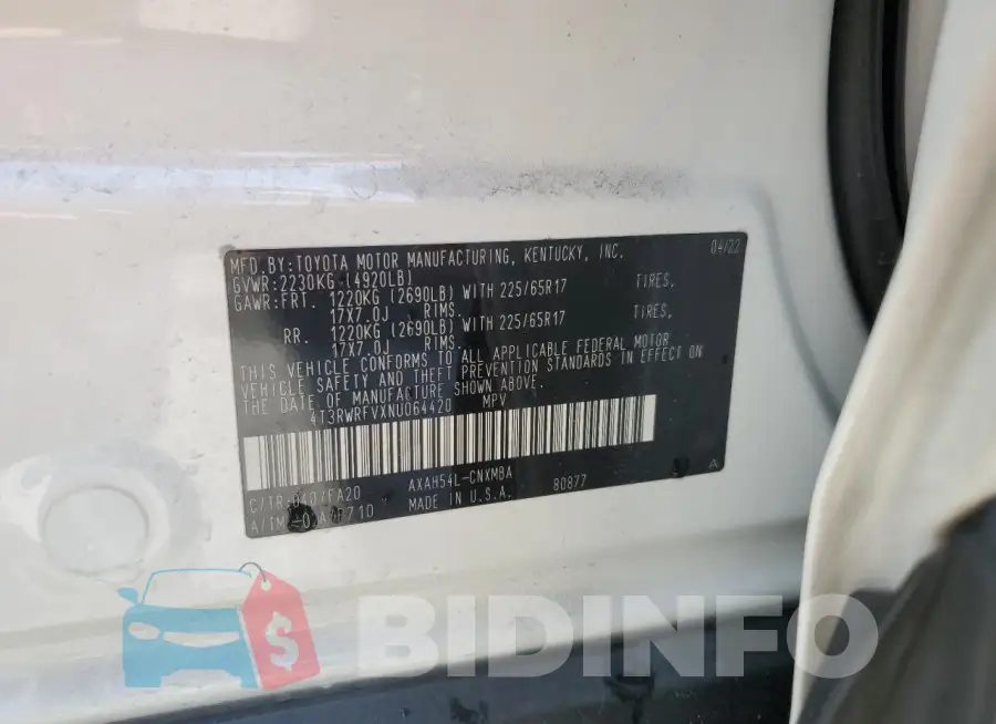 4T3RWRFVXNU064420 Photo# 14