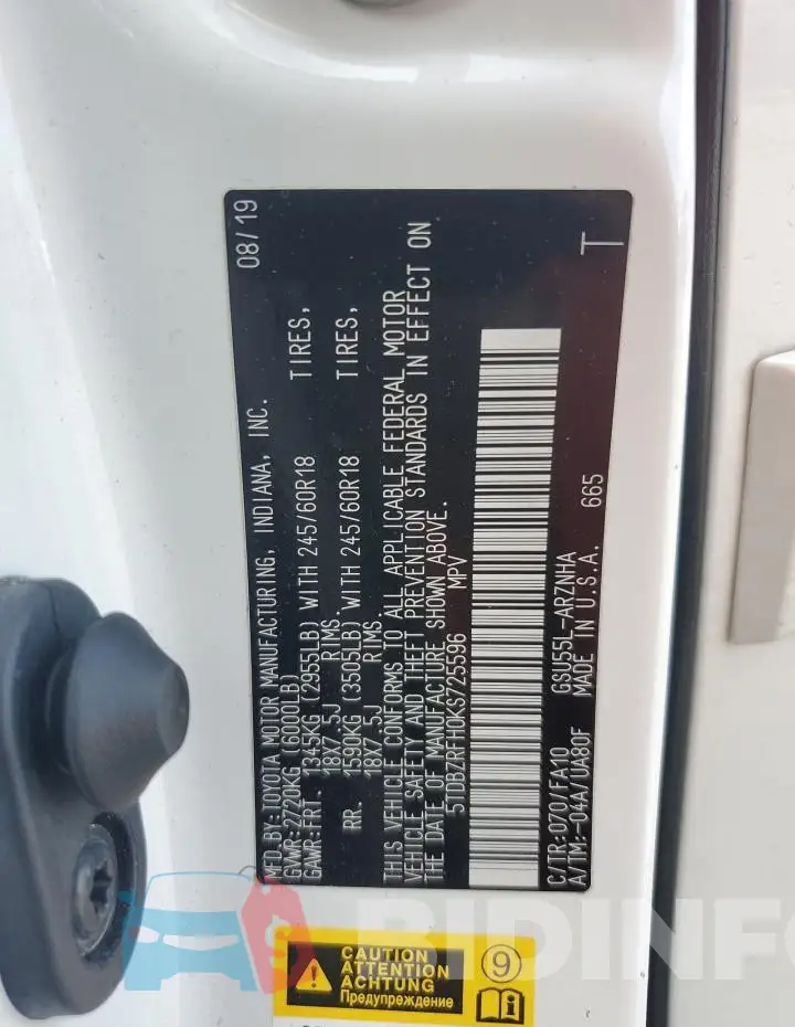 5TDBZRFH0KS725596 Photo# 12