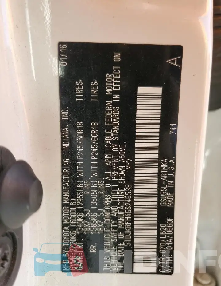 5TDJKRFH4GS246539 Photo# 14