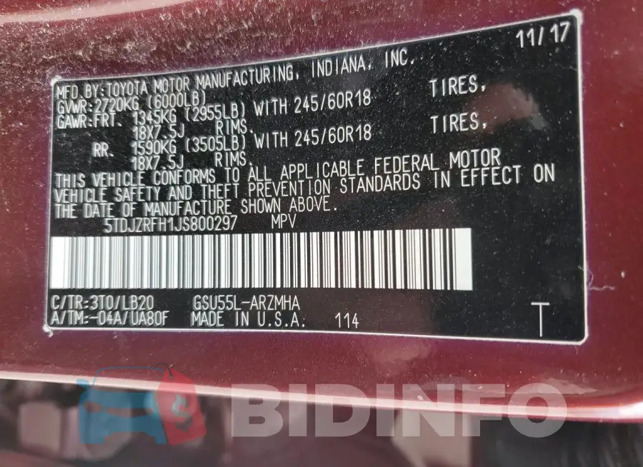 5TDJZRFH1JS800297 Photo# 13