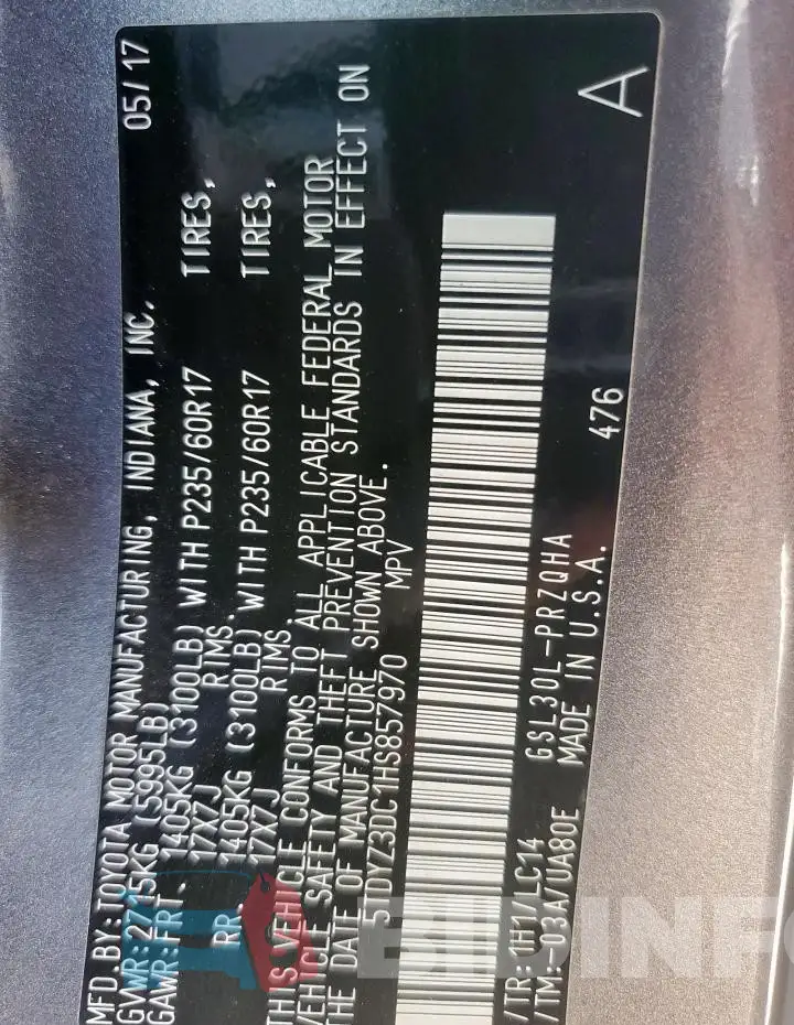 5TDYZ3DC1HS857970 Photo# 13