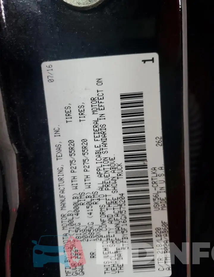 5TFBY5F16GX575204 Photo# 12