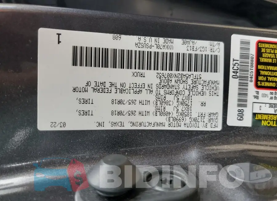 5TFLA5AB2NX007652 Photo# 12