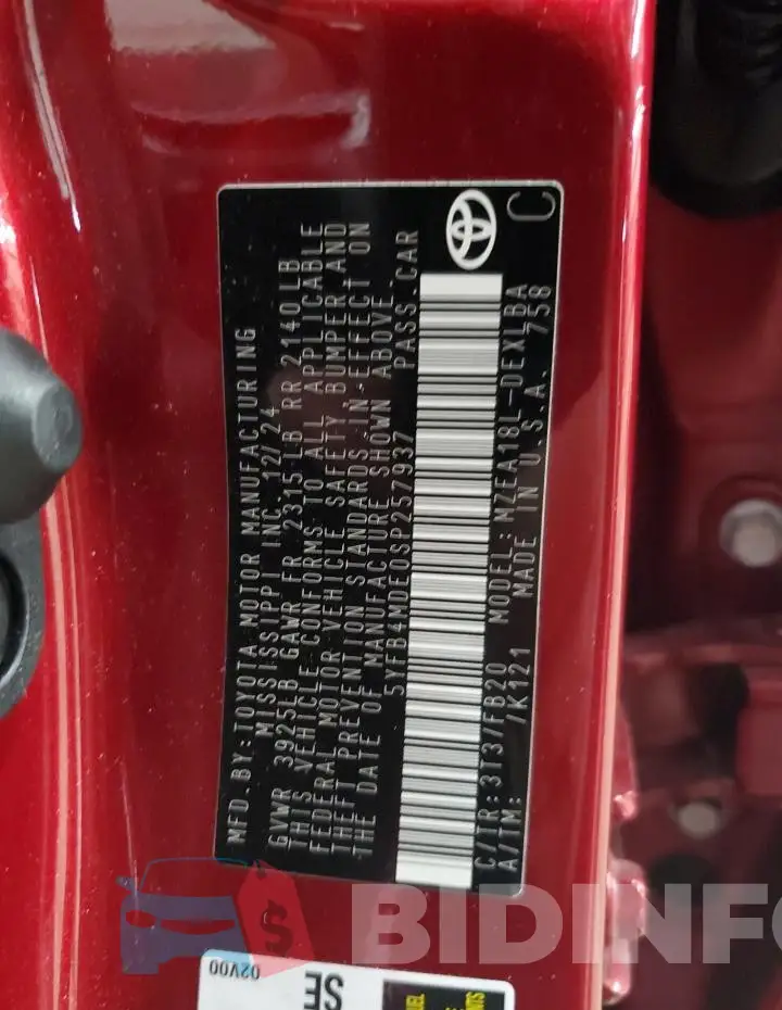 5YFB4MDE0SP257937 Photo# 12