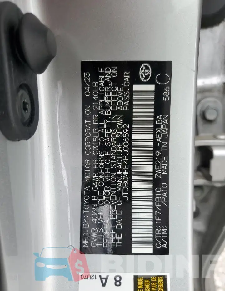 JTDBCMFE4PJ006592 Photo# 12