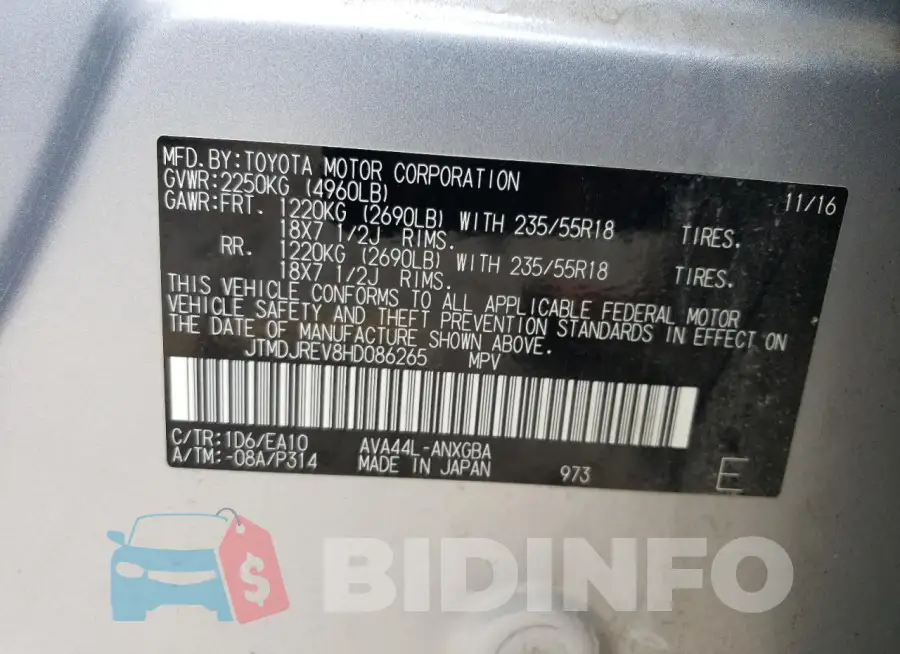 JTMDJREV8HD086265 Photo# 12