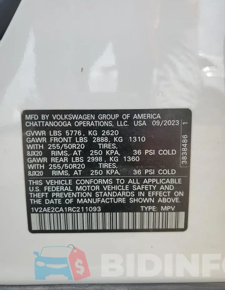 1V2AE2CA1RC211093 Photo# 13