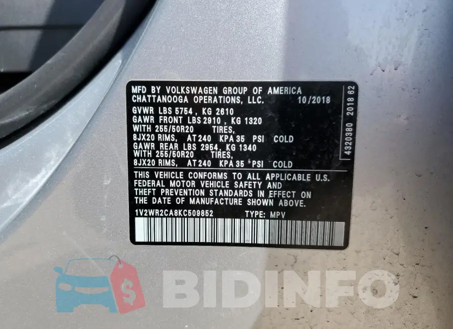 1V2WR2CA8KC509852 Photo# 13