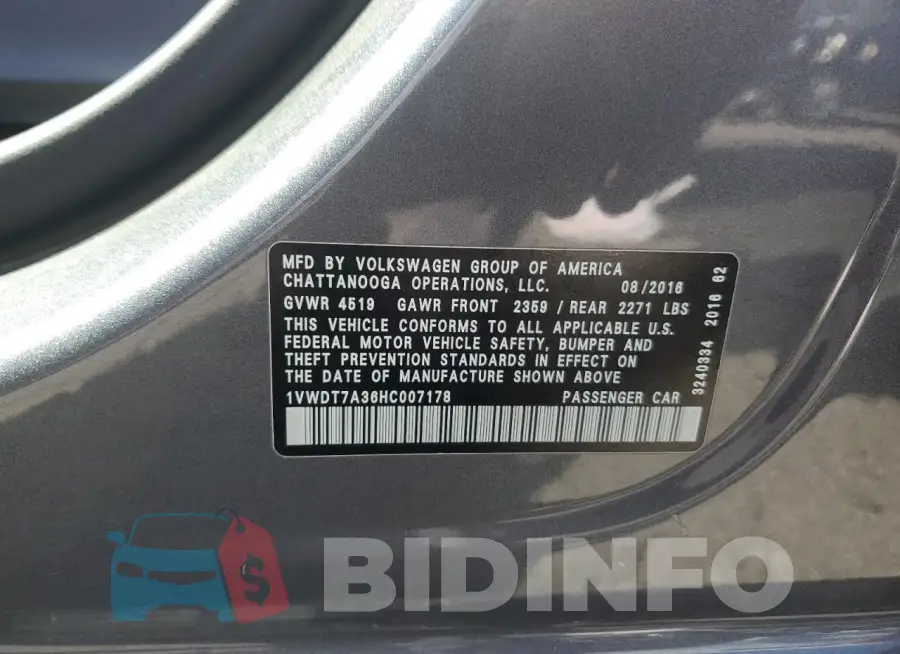 1VWDT7A36HC007178 Photo# 12