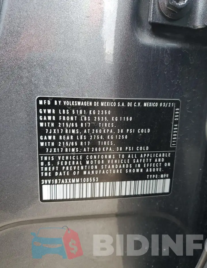 3VV1B7AXXMM108553 Photo# 13