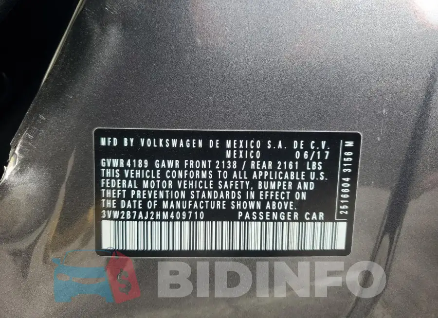 3VW2B7AJ2HM409710 Photo# 12