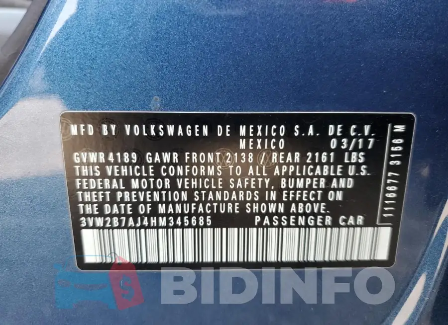 3VW2B7AJ4HM345685 Photo# 12