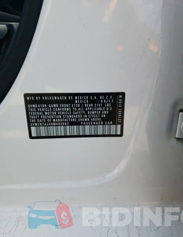 3VW2B7AJ4HM403083 Photo# 12