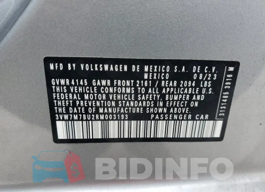 3VW7M7BU2RM003193 Photo# 12