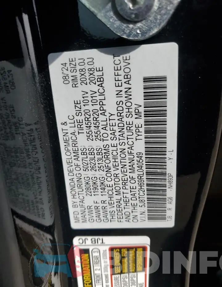 5J8TC2H69RL040549 Photo# 12