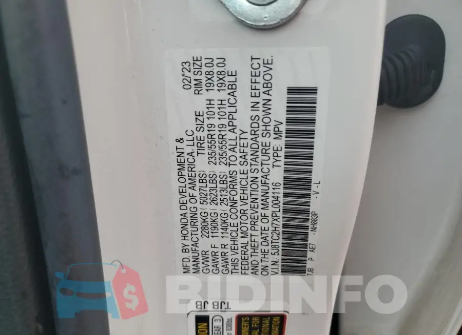 5J8TC2H7XPL004116 Photo# 13